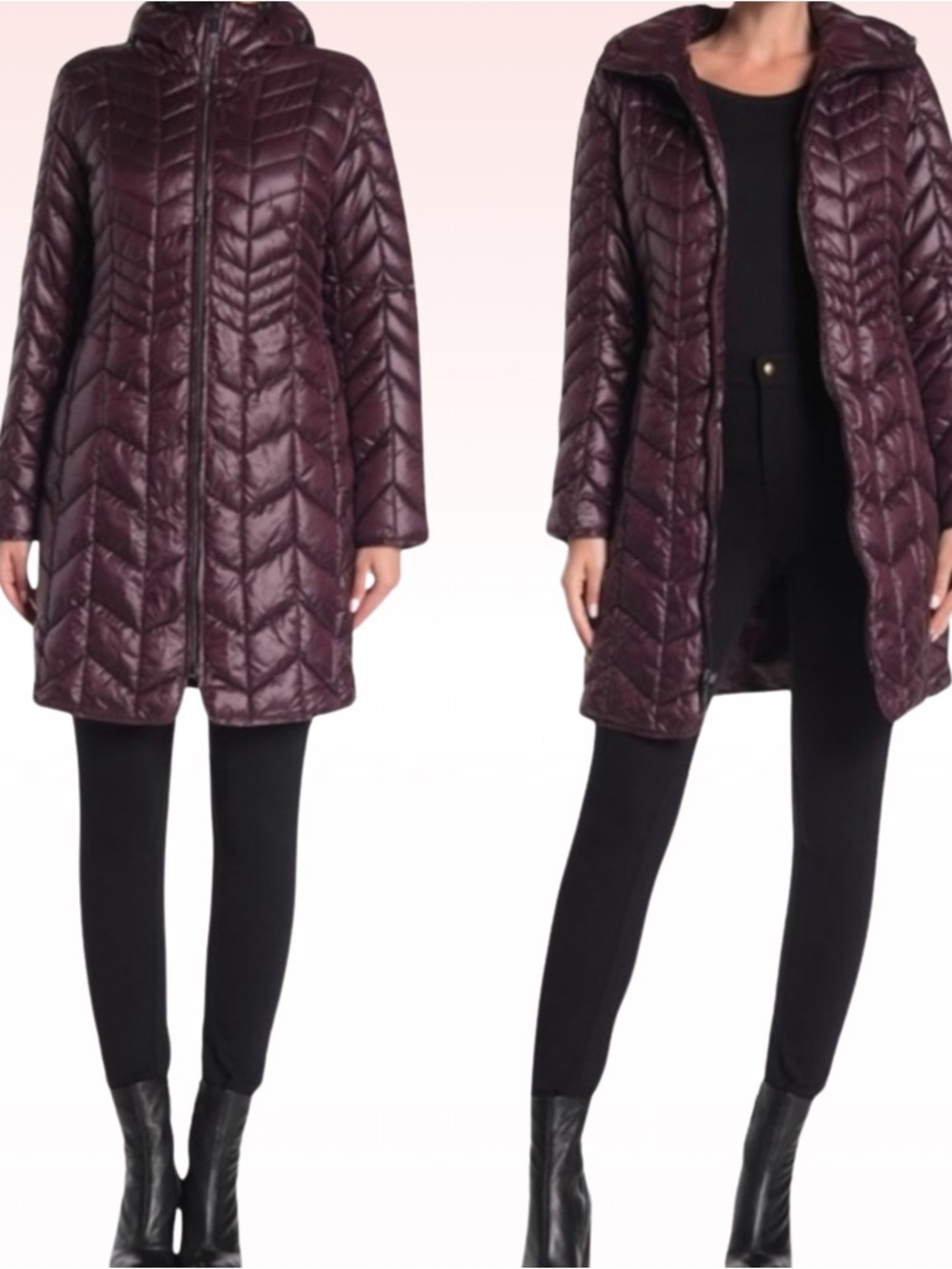 Nwt Kenneth Cole Purple Rum Puffer Rain Coat (Sz S)